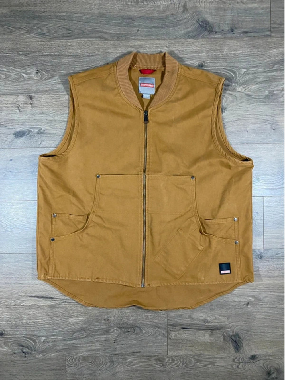 Craftsman Men's XL Tan Duck Canvas Work Vest Utility Carpenter Workwear